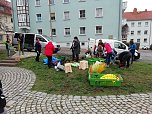 Flei&szlig;ig geschm&uuml;ckt - der Meerpferdbrunnen ist bereit f&uuml;r das Brunnenfest (Foto: Frank Meier)