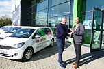 BU: Heute noch vor der Skoda-Autowelt – bald schon in Deutschlands Süden: Zwölf Skoda Citigo sind demnächst als Lieferfahrzeuge für Pizza-Hut in Bayern, Hessen und Sachsen unterwegs. (Foto: H.Fischer) BU: Heute noch vor der Skoda-Autowelt – bald schon in Deutschlands Süden: Zwölf Skoda Citigo sind demnächst als Lieferfahrzeuge für Pizza-Hut in Bayern, Hessen und Sachsen unterwegs. (Foto: H.Fischer)
