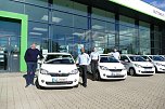 BU: Heute noch vor der Skoda-Autowelt – bald schon in Deutschlands Süden: Zwölf Skoda Citigo sind demnächst als Lieferfahrzeuge für Pizza-Hut in Bayern, Hessen und Sachsen unterwegs. (Foto: H.Fischer) BU: Heute noch vor der Skoda-Autowelt – bald schon in Deutschlands Süden: Zwölf Skoda Citigo sind demnächst als Lieferfahrzeuge für Pizza-Hut in Bayern, Hessen und Sachsen unterwegs. (Foto: H.Fischer)