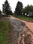 Aus dieser Höhe kam das Unheil. Links hinter der Fichte ist ein Teil des Gemeinschaftshauses zu sehen. Das Auto rechts oben vor dem Haus brachte man noch rechtzeitig in Sicherheit. (Foto: Doreen Spieß) Aus dieser Höhe kam das Unheil. Links hinter der Fichte ist ein Teil des Gemeinschaftshauses zu sehen. Das Auto rechts oben vor dem Haus brachte man noch rechtzeitig in Sicherheit. (Foto: Doreen Spieß)