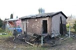 Abgebrannte Lauben in Greu&szlig;en (Foto: S. Dietzel)