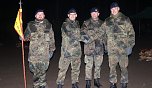 v.l.n.r. Stabsunteroffizier Drewke, Major D&auml;hne, Oberstleutnant Faul, Hauptmann Estel (Foto: Kompanie&uuml;bergabe 3./FA/UA-Btl 1)
