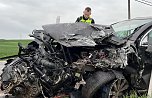 Schwerer Unfall am Montagmorgen auf der Ortsverbindung zwischen Rockstedt und Bellstedt im Kyffh&auml;userkreis (Foto: Silvio Dietzel)