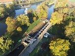 Schleuse Gimritz (Halle/Saale): Bauwerksuntersuchungen infolge durch Bohrkernentnahmen zur Bestimmung der materialtechnischen Eigenschaften        (Foto: NBI)