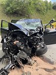 Unfall mit Schilderwagen auf der A 38 (Foto: S.Dietzel) Unfall mit Schilderwagen auf der A 38 (Foto: S.Dietzel)