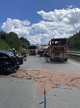Unfall mit Schilderwagen auf der A 38 (Foto: S.Dietzel) Unfall mit Schilderwagen auf der A 38 (Foto: S.Dietzel)