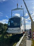 Verungl&uuml;ckter Bus an der A38 (Foto: S. Dietzel)