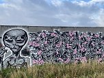 Graffiti mit einem Alien auf einer Wanderung zwischen Rottleben und Frankenhausen (Foto: Wolfgang Lehmann)