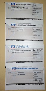 Scheck erhalten