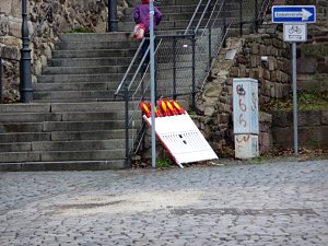 Absperrung umfunktioniert