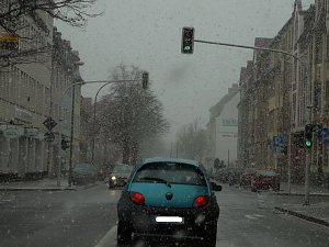 Dichtes Schneetreiben am Vormittag