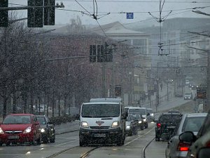 Dichtes Schneetreiben am Vormittag