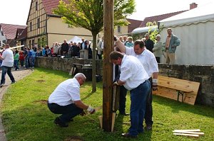 Maibaum in Obergebra gesetzt
