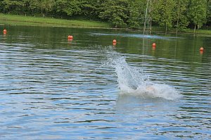 Erste Badeg&auml;ste am Bebraer Teich