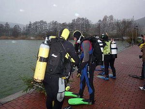 Weihnachtstauchen im Bebraer Teich