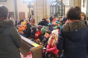 Im Nordh&auml;user Dom zeigte der &ouml;kumenische Kindergarten heute sein Krippenspiel