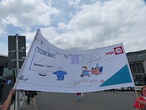 Unterst&uuml;tzung f&uuml;r Gewerkschaftsforderungen in Leipzig