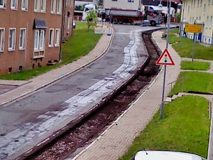 Stra&szlig;enbau in der Bleicher&ouml;der Naumannstra&szlig;e