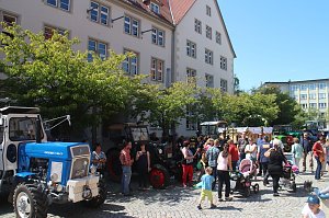 Hochzeit mit dem Lanz Bulldog vor dem Nordh&auml;user Rathaus