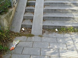 Treppenstufen werden gereinigt