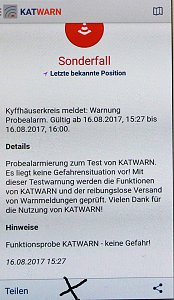 Probealarm bei KATWARN