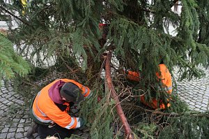 Weihnachtsbaum vor dem Nordh&auml;user Rathaus