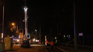 Entgleiste Stra&szlig;enbahn vor der Rothleimm&uuml;hle