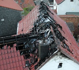 Dachstuhlbrand in Sondershausen Bebra