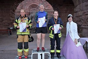 Feuerwehrleute st&uuml;rmen Kyffh&auml;userdenkmal