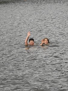 Letztes Abbaden am Bebraer Teich
