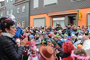Karnevalsstart in Ellrich vor dem Rathaus. 