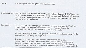 "Nette Toilette" bald auch in Sondershausen? So sah ein Beschlussantrag der Freien Wähler im Stadtrat Sondershausen aus. Wie die Diskussion lief, erfahren Sie hier... <b>Antrag der Fraktion Freie Wähler zur Einführung eines öffentlich geförderten Toilettensystems </b> Das Problem der Nutzung von Toiletten soll so geregelt werden, dass Gewerbetreibende und Gastronomen ihre Toilettenanlagen den Bü