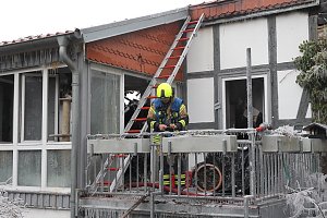 Luftbilder vom Brandort in der Nordh&auml;user Altstadt