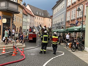 Feuerwehr&uuml;bung in der Bad Langensalzaer Altstadt