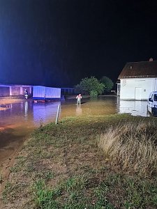 Feuerwehr im Einsatz nach Starkregen bei Breitenworbis