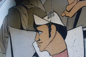 Ist das schon Geschichte? - das Wandbild an der Frauenberg-Turnhalle wird erhalten
