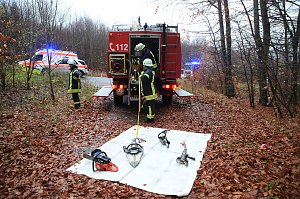 Der verunfallte Fahrer musste mit der Rettungsschere aus seinem Auto befreit werden
