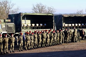 Verleihung des Fahnenbandes vor dem Kyffh&auml;user Denkmal