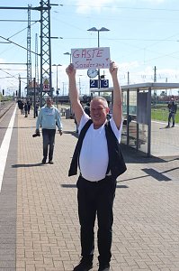 Peter Blei unterwegs auf dem Bahnhofsfest