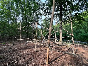 Sch&uuml;lerinnen und Sch&uuml;ler der 7. Klasse der Franzbergschule bauen ein neues Kletterger&uuml;st f&uuml;r die Kattas im Affenwald Strau&szlig;berg