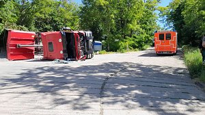 Umgekippter Sattelschlepper in Bad Frankenhausen