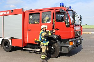 Feuerwehr&uuml;bung an der Biomethananlage in Bielen