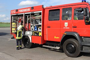 Feuerwehr&uuml;bung an der Biomethananlage in Bielen