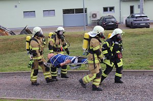 Feuerwehr&uuml;bung an der Biomethananlage in Bielen