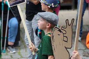 Teilnehmerinnen und Teilnehmer des Festumzuges zum 211. Brunnenfest in Bad Langensalza 