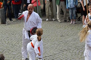 Teilnehmerinnen und Teilnehmer des Festumzuges zum 211. Brunnenfest in Bad Langensalza 