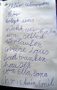 G&auml;stebucheintragungen aus aller Welt auf der Hornungsh&ouml;he