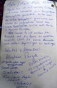 G&auml;stebucheintragungen aus aller Welt auf der Hornungsh&ouml;he
