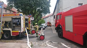 Feuerwehreinsatz in der Predigerstra&szlig;e in Nordhausen