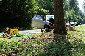 Fahrer stirbt bei Frontalkollision, Feuerwehr befreit Eingeklemmten
